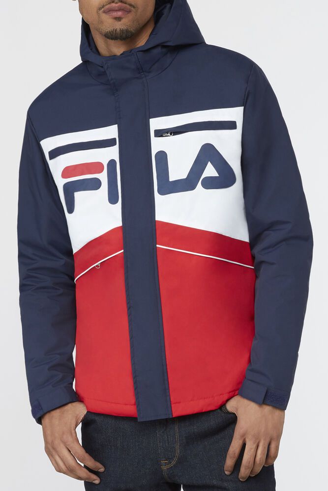 Fila Linden Navy/White/Red Jacket Mens - NZ 38495-GZXF